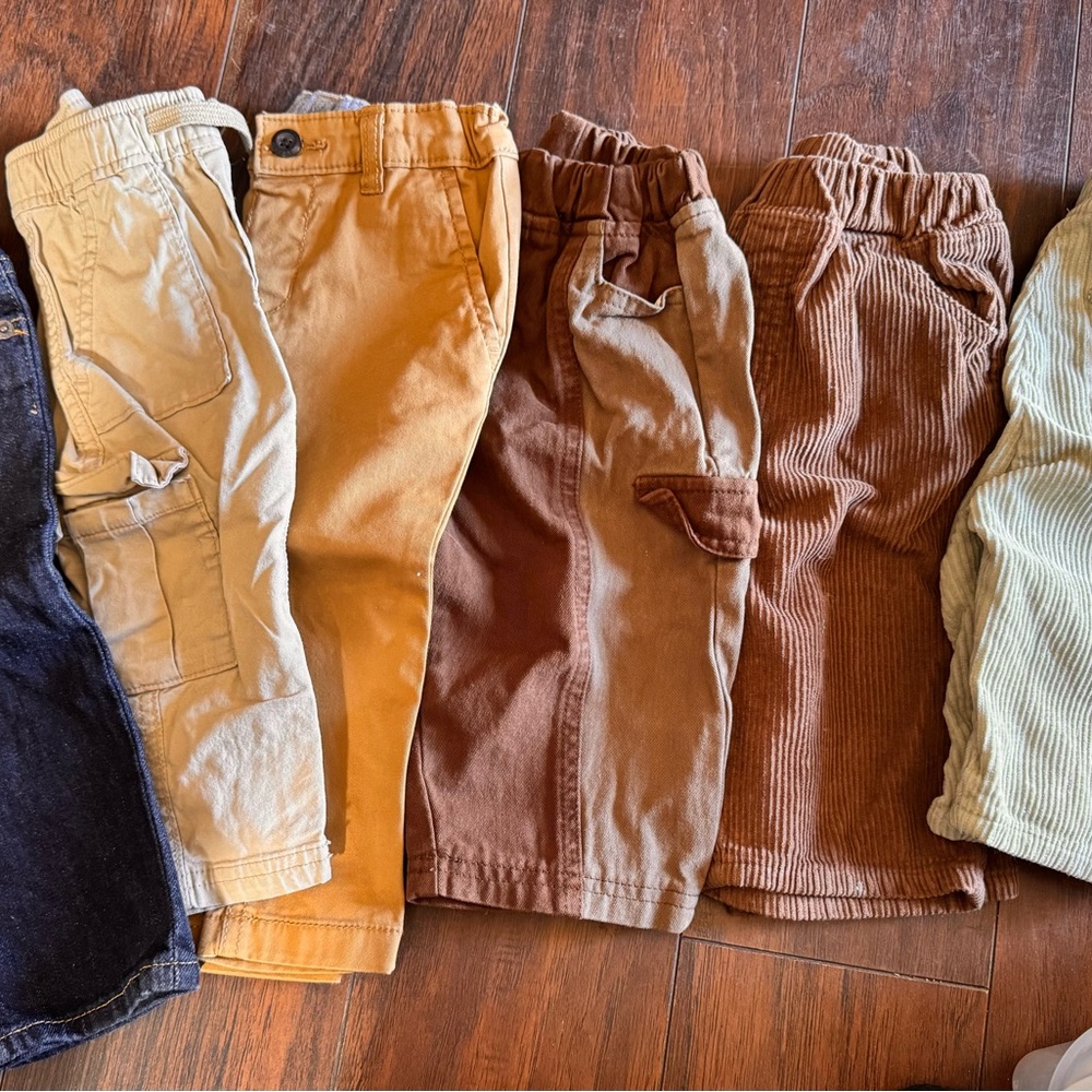 Kids Corduroy and Cotton Pants Set - Brown, Tan, Cream